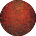 Round Patterned Crimson Red Novelty Rug, pat738