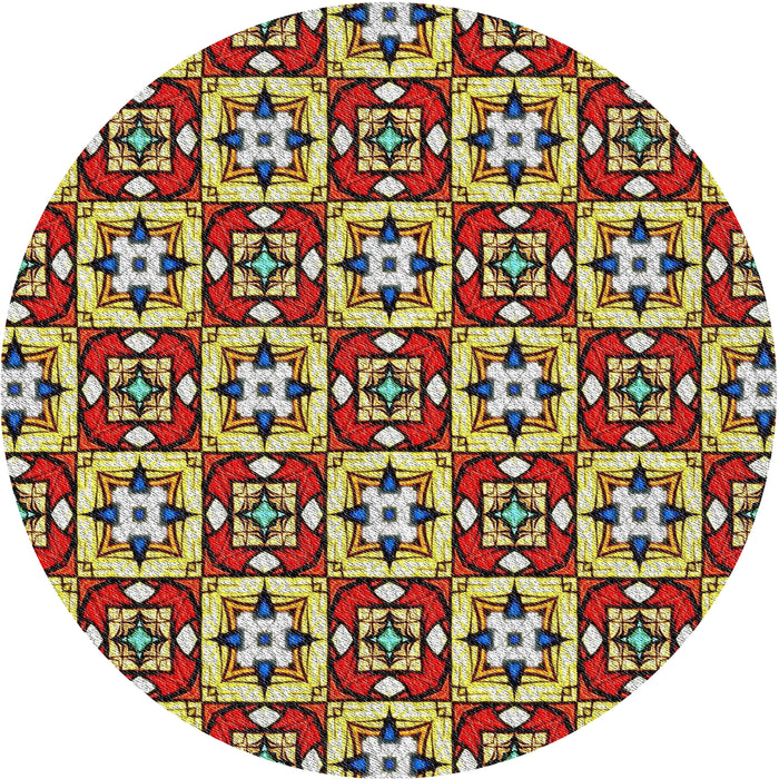 Round Patterned Red Novelty Rug, pat739