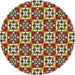 Round Patterned Red Novelty Rug, pat739