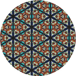 Round Machine Washable Transitional Chocolate Brown Rug, wshpat740