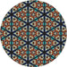Round Patterned Chocolate Brown Novelty Rug, pat740