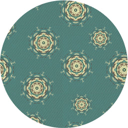 Round Machine Washable Transitional Deep-Sea Green Rug, wshpat748