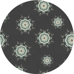 Round Machine Washable Transitional Midnight Gray Rug, wshpat749