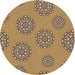 Round Machine Washable Transitional Dark Sienna Brown Rug, wshpat752