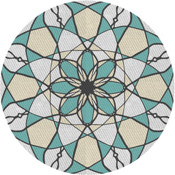 Round Machine Washable Transitional Light Rose Green Rug, wshpat753