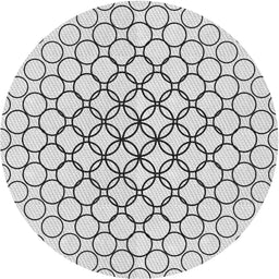 Round Machine Washable Transitional White Smoke Rug, wshpat754