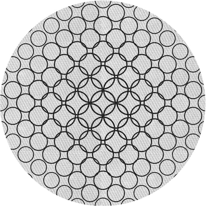 Round Patterned Off-White Novelty Rug, pat754