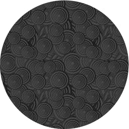 Round Patterned Carbon Gray Novelty Rug, pat756