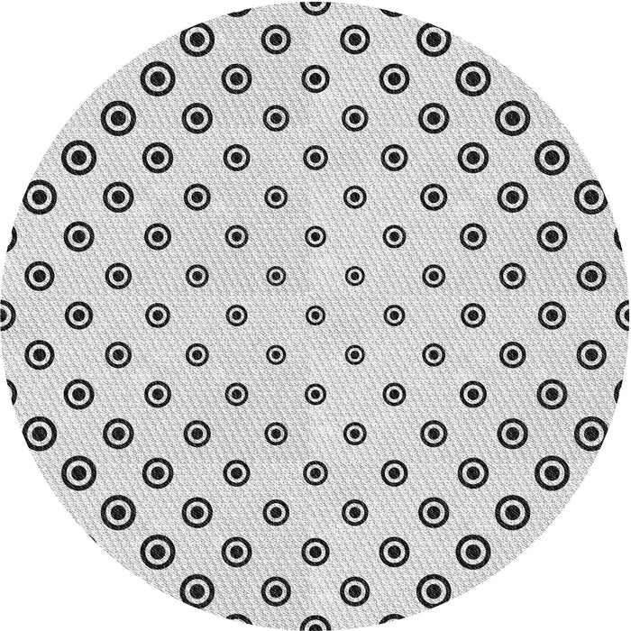 Round Machine Washable Transitional White Smoke Rug, wshpat758