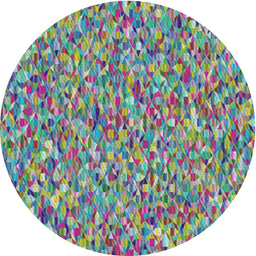 Round Machine Washable Transitional Blue Green Rug, wshpat75
