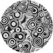 Round Patterned Charcoal Black Novelty Rug, pat769