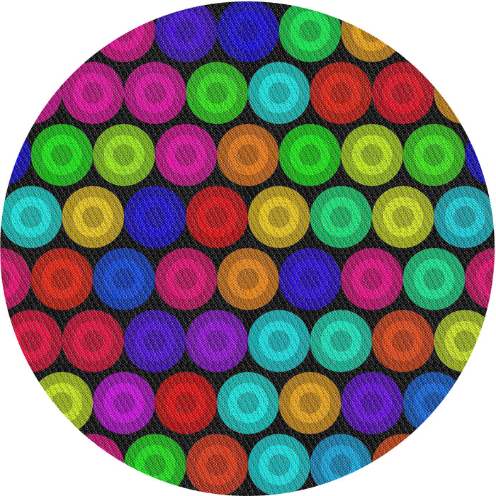 Round Machine Washable Transitional Forest Green Rug, wshpat770