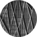 Round Machine Washable Transitional Midnight Gray Rug, wshpat77