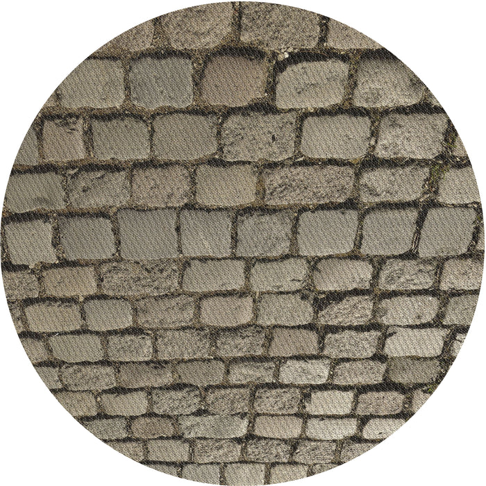 Round Patterned Chocolate Brown Novelty Rug, pat780