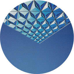 Round Machine Washable Transitional Blueberry Blue Rug, wshpat79