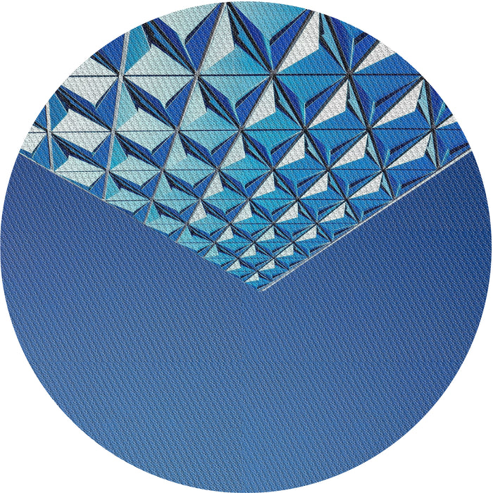 Round Patterned Blue Novelty Rug, pat79