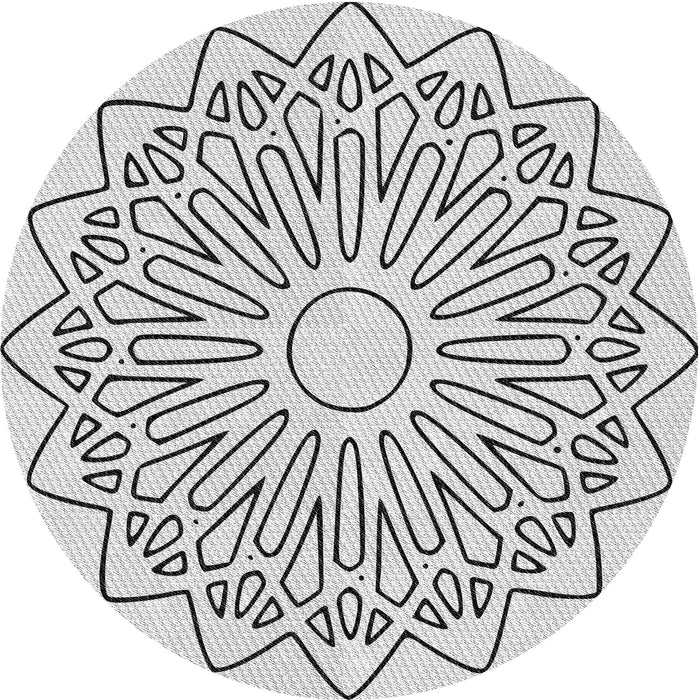 Round Patterned Off-White Novelty Rug, pat7