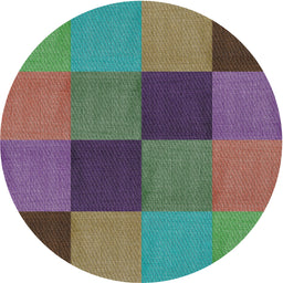 Round Patterned Green Novelty Rug, pat802