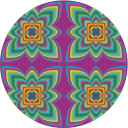 Round Patterned Emerald Green Novelty Rug, pat804