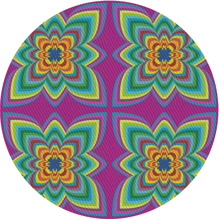 Round Machine Washable Transitional Emerald Green Rug, wshpat804