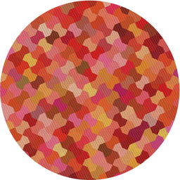 Round Machine Washable Transitional Red Rug, wshpat815