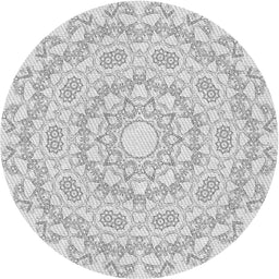 Round Machine Washable Transitional White Smoke Rug, wshpat823