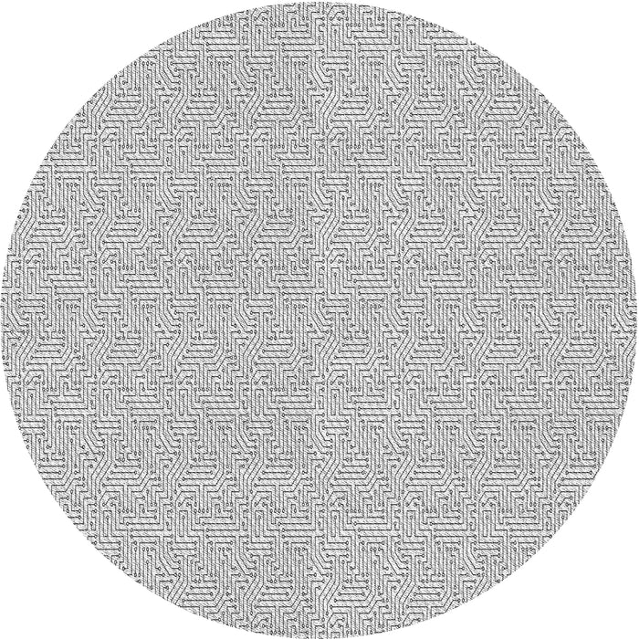 Round Machine Washable Transitional White Smoke Rug, wshpat827