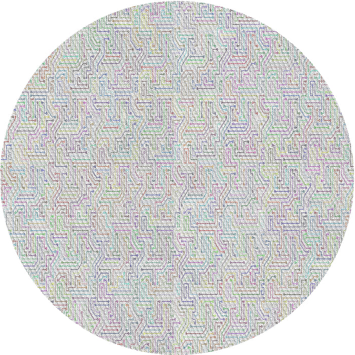 Round Patterned Green Novelty Rug, pat828