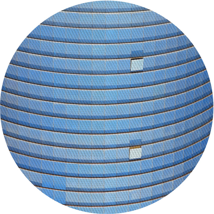 Round Machine Washable Transitional Sapphire Blue Rug, wshpat838