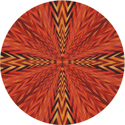 Round Patterned Orange Red Novelty Rug, pat840