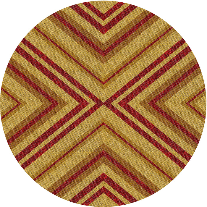 Round Machine Washable Transitional Yellow Rug, wshpat849