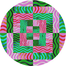 Round Machine Washable Transitional Green Rug, wshpat855