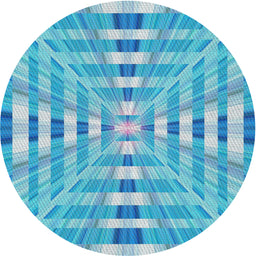 Round Patterned Blue Ivy Blue Modern Rug, pat856