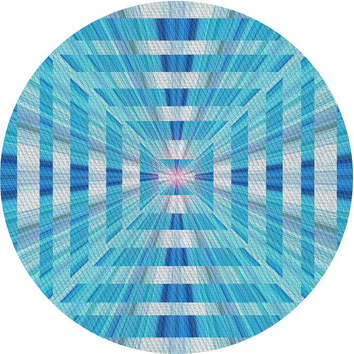 Round Patterned Blue Ivy Blue Modern Rug, pat856