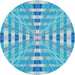 Round Patterned Blue Ivy Blue Modern Rug, pat856