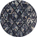 Round Patterned Silver Gray Novelty Rug, pat859