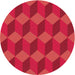 Round Machine Washable Transitional Red Rug, wshpat861