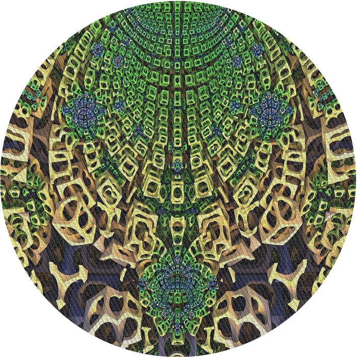 Round Patterned Charcoal Black Novelty Rug, pat868