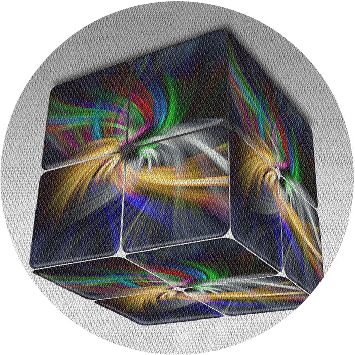 Round Machine Washable Transitional Black Rug, wshpat871