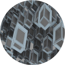 Round Machine Washable Transitional Silver Gray Rug, wshpat874