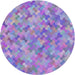 Round Patterned Purple Violet Purple Modern Rug, pat881