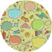 Round Patterned Tea Green Novelty Rug, pat883