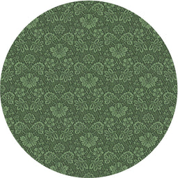 Round Machine Washable Transitional Dark Forest Green Rug, wshpat891