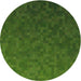 Round Machine Washable Transitional Deep Emerald Green Rug, wshpat895