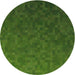 Round Patterned Deep Emerald Green Novelty Rug, pat895