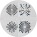Round Patterned Off-White Novelty Rug, pat897