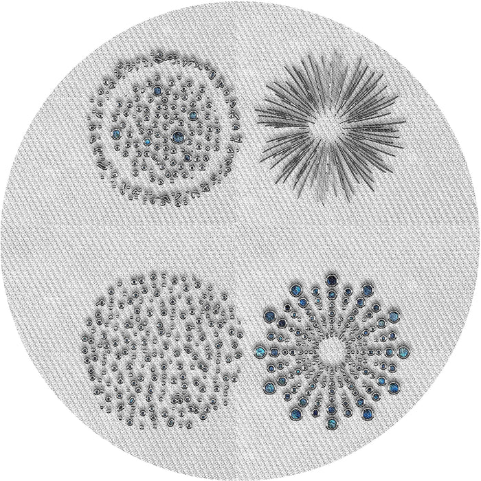 Round Patterned Off-White Novelty Rug, pat898