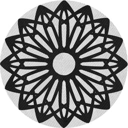 Round Machine Washable Transitional Charcoal Black Rug, wshpat8