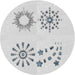 Round Machine Washable Transitional White Smoke Rug, wshpat901