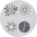 Round Machine Washable Transitional White Smoke Rug, wshpat903